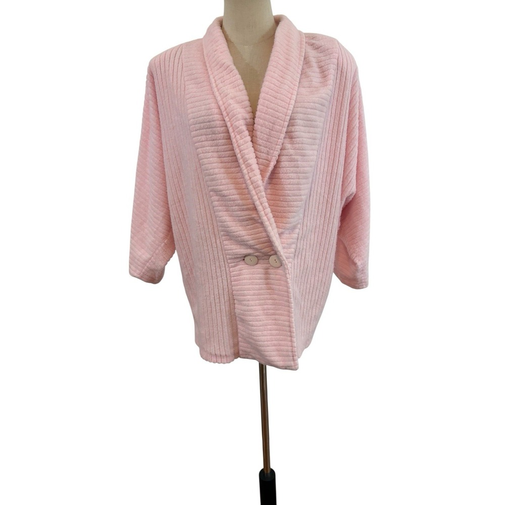 Vtg‎ 80s Alakazam Fuzzy Pink Sweater Double Breasted Bat Wing Sz M Balletcore